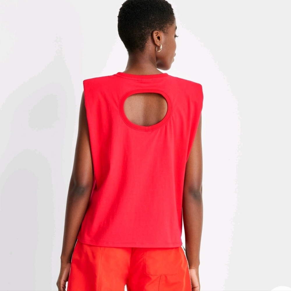 Future Collective Women's Sleeveless Cut-out Back Knit T-shirt Kahlana Barfield - Picture 2 of 15